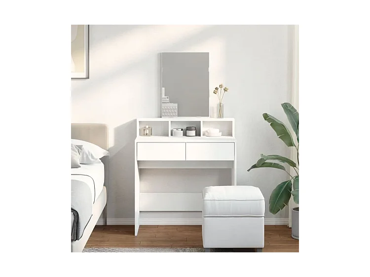 Coiffeuse avec miroir blanc 80x41x144,5