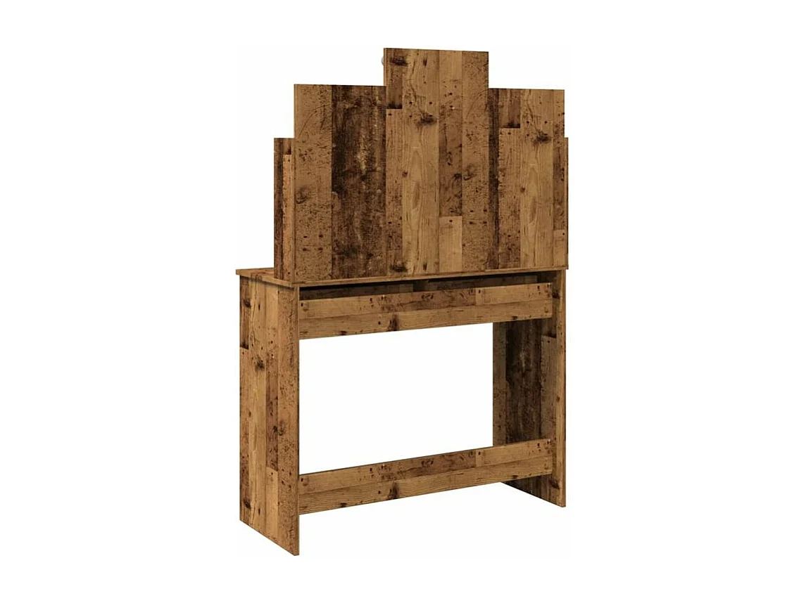 Coiffeuse avec lumières LED vieux bois 96x40x142