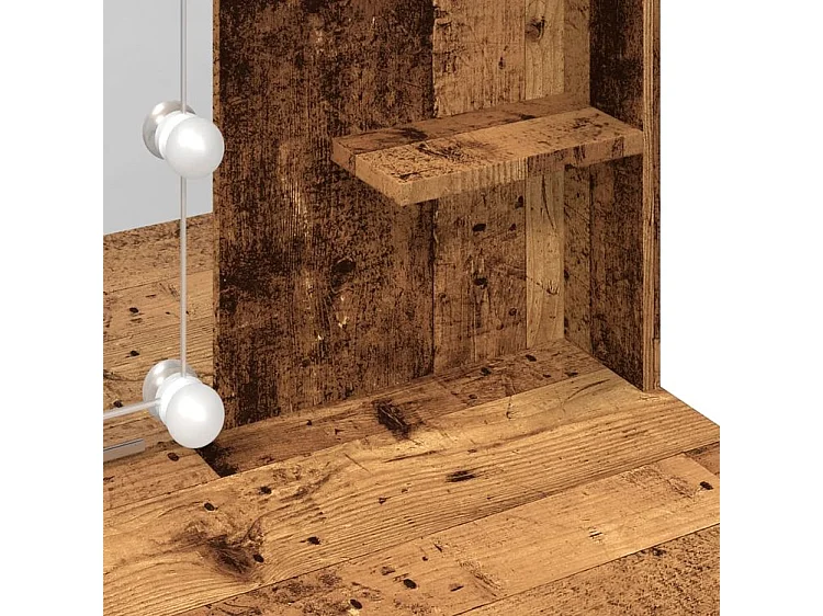 Coiffeuse avec lumières LED vieux bois 96x40x142