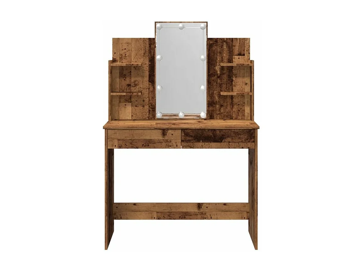 Coiffeuse avec lumières LED vieux bois 96x40x142