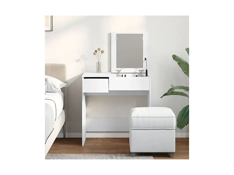 Coiffeuse avec miroir blanc 73x46,5x120