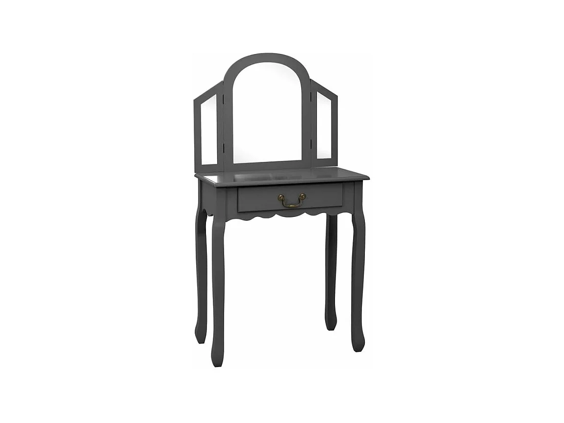 Coiffeuse et tabouret Gris 65x36x128 Bois de paulownia MDF