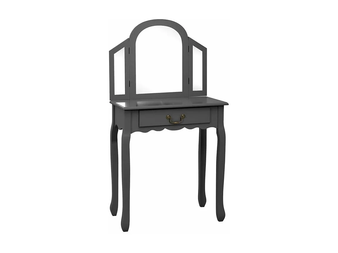 Coiffeuse et tabouret Gris 65x36x128 Bois de paulownia MDF