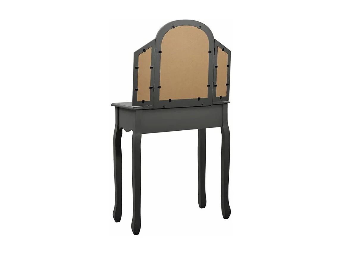 Coiffeuse et tabouret Gris 65x36x128 Bois de paulownia MDF