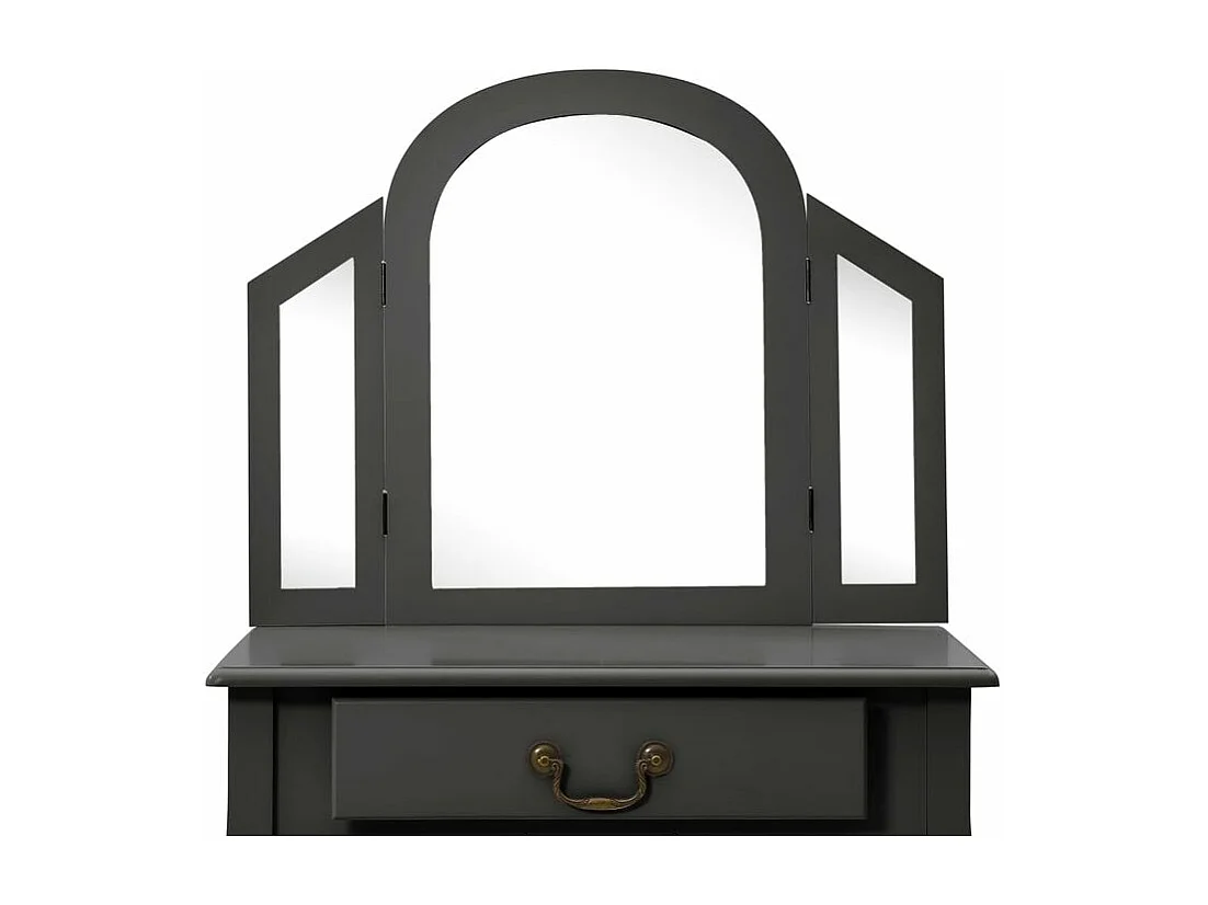 Coiffeuse et tabouret Gris 65x36x128 Bois de paulownia MDF