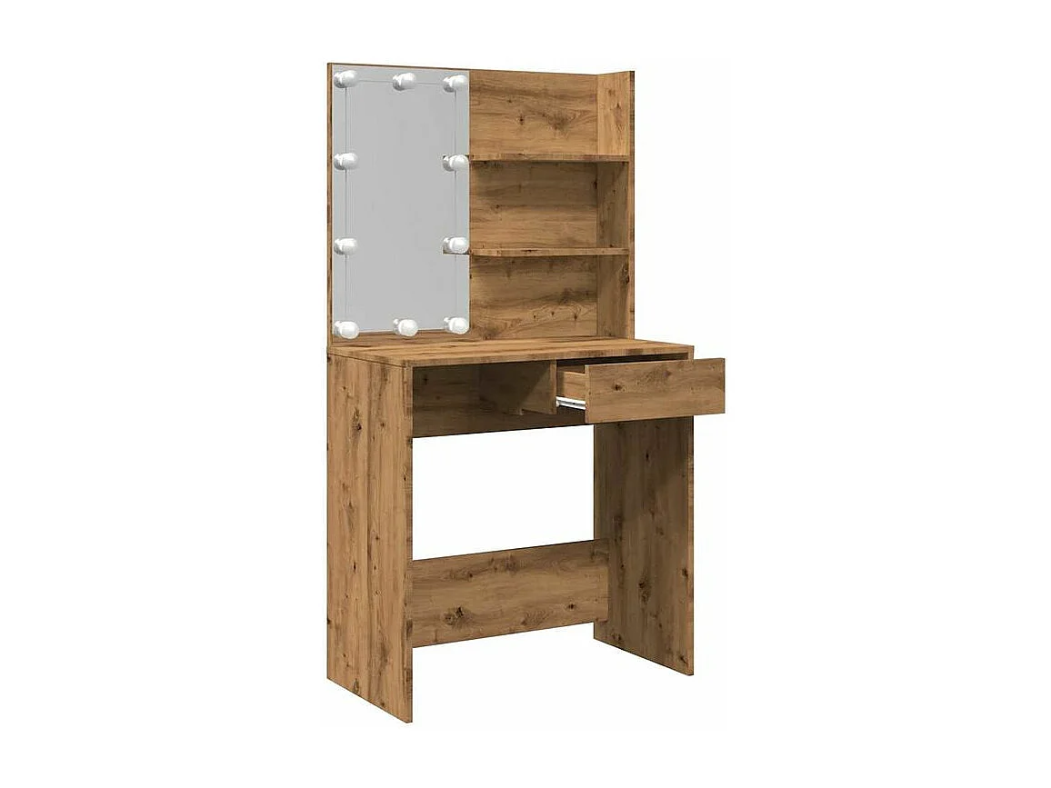Coiffeuse avec LED chêne artisanal 74,5x40x141