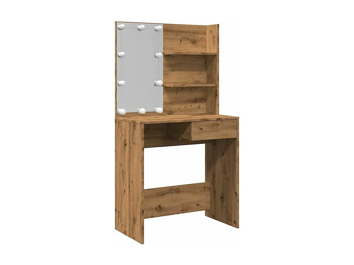 Coiffeuse avec LED chêne artisanal 74,5x40x141