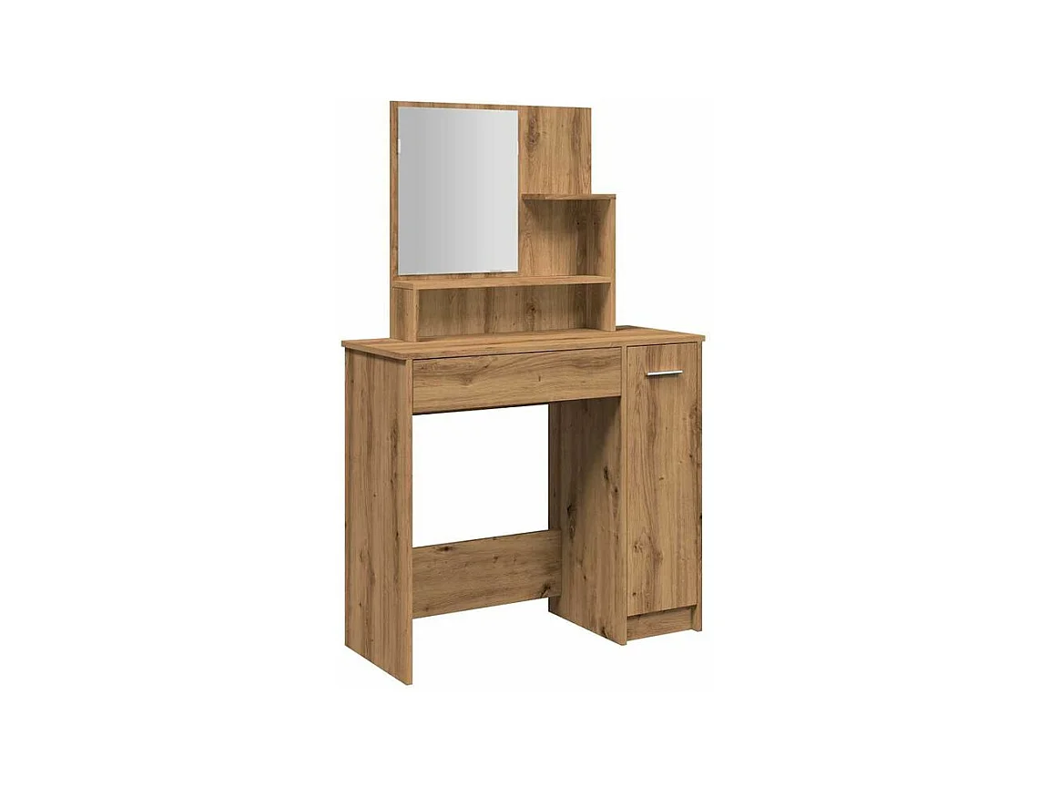 Coiffeuse avec miroir chêne artisanal 86,5x35x136