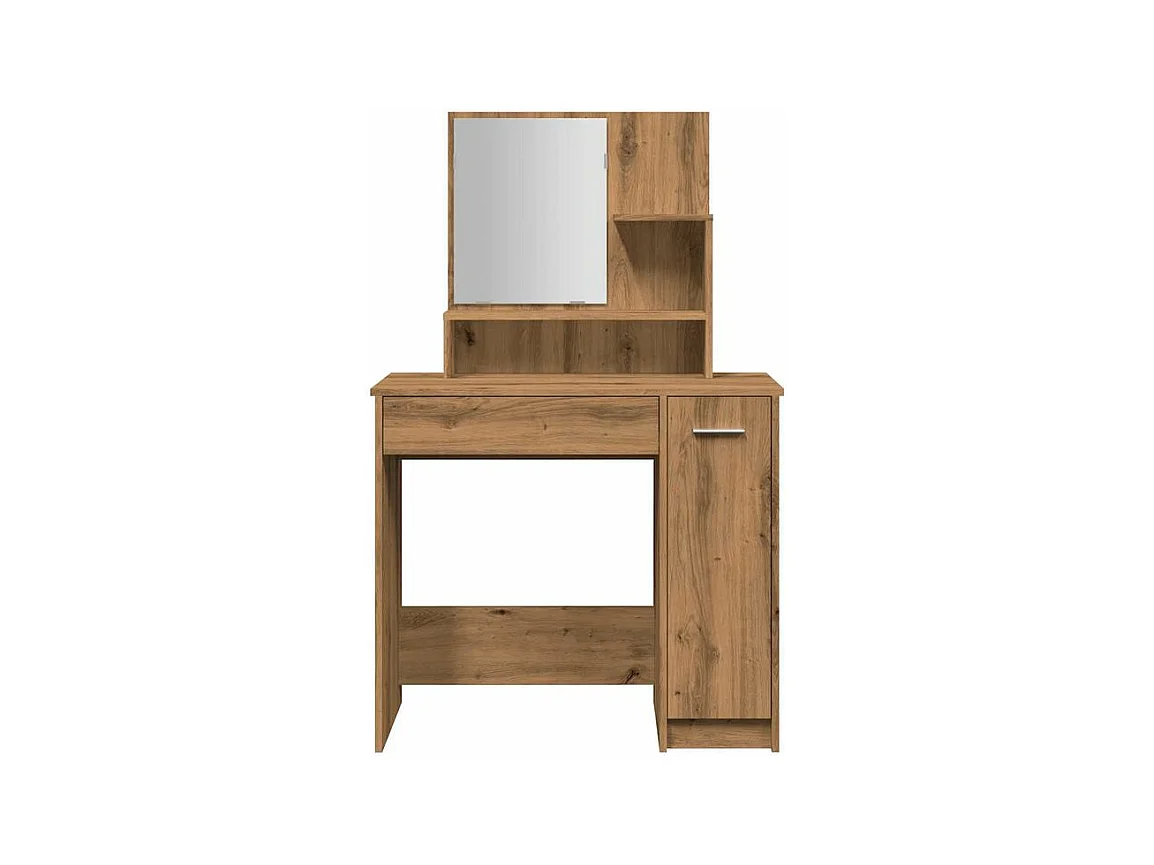 Coiffeuse avec miroir chêne artisanal 86,5x35x136