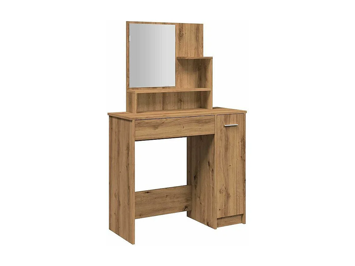 Coiffeuse avec miroir chêne artisanal 86,5x35x136