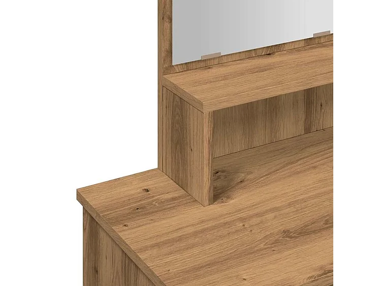 Coiffeuse avec miroir chêne artisanal 86,5x35x136