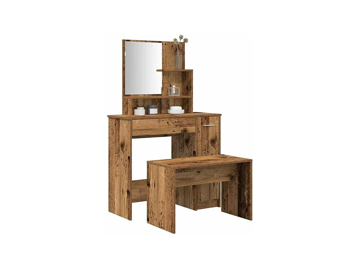 Ensemble de coiffeuse vieux bois bois d'ingénierie