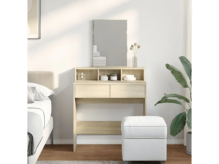 Coiffeuse avec miroir chêne sonoma 80x41x144,5