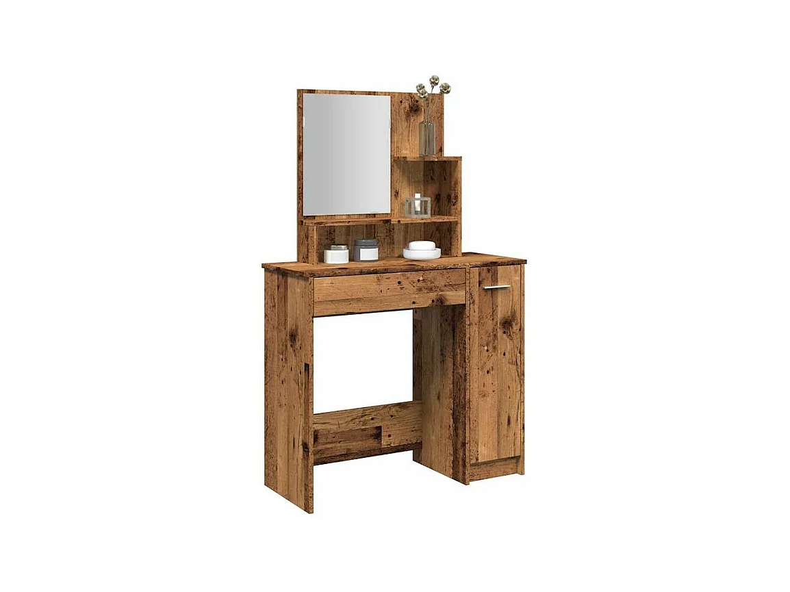 Coiffeuse avec miroir vieux bois 86,5x35x136