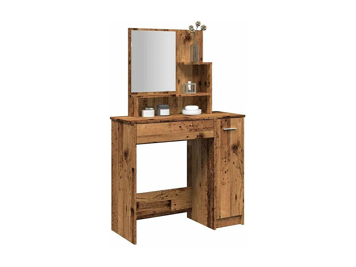 Coiffeuse avec miroir vieux bois 86,5x35x136