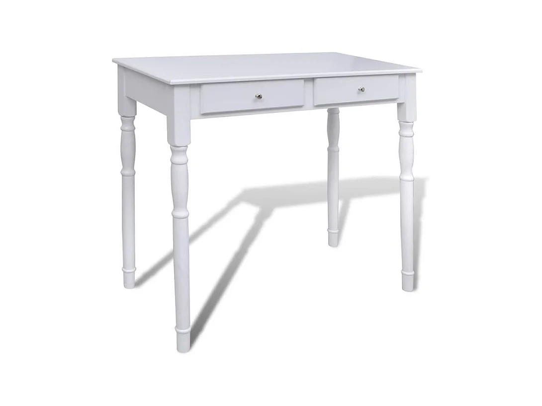 Coiffeuse avec miroir et tabouret 2 tiroirs Blanc