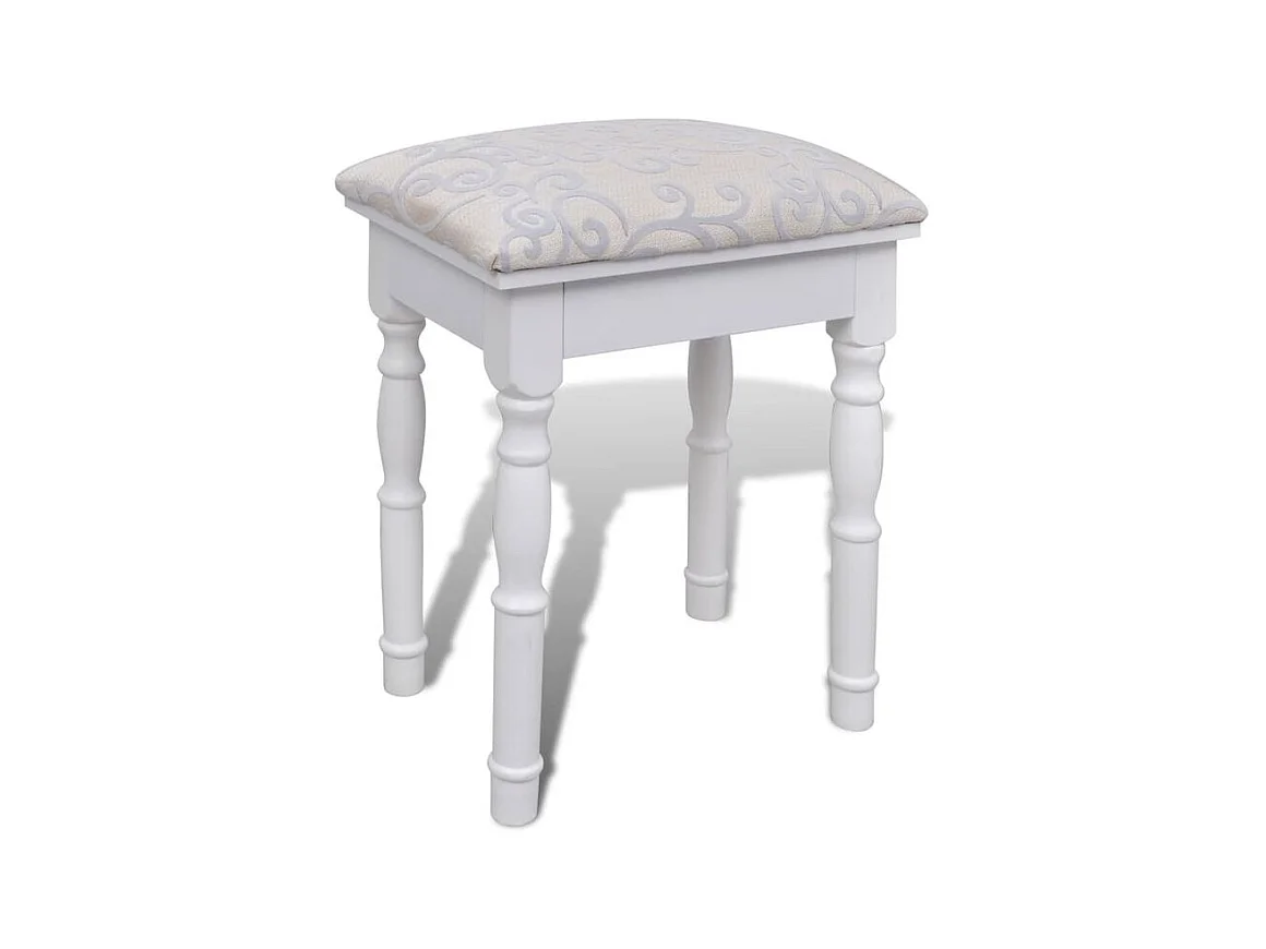 Coiffeuse avec miroir et tabouret 2 tiroirs Blanc