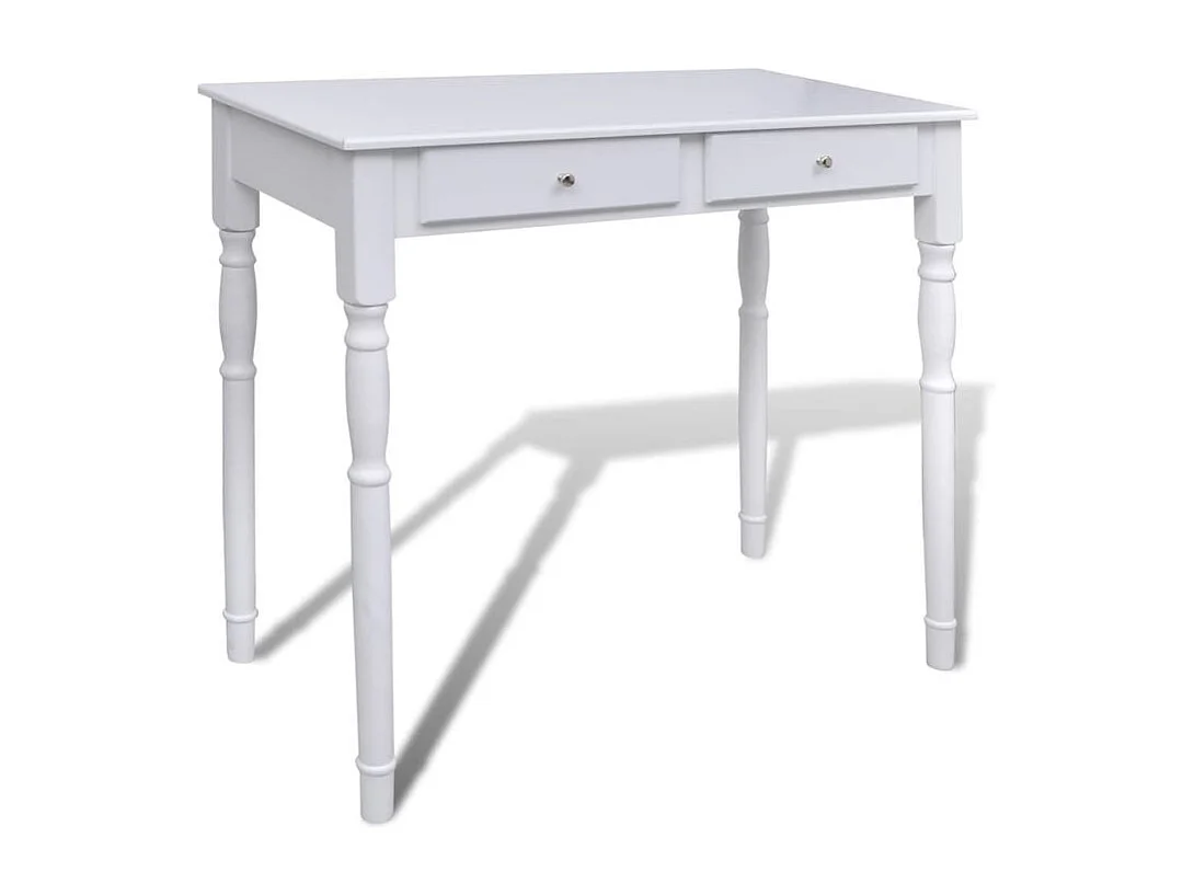 Coiffeuse avec miroir et tabouret 2 tiroirs Blanc