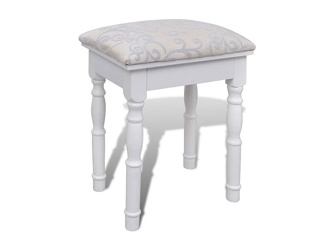 Coiffeuse avec miroir et tabouret 2 tiroirs Blanc