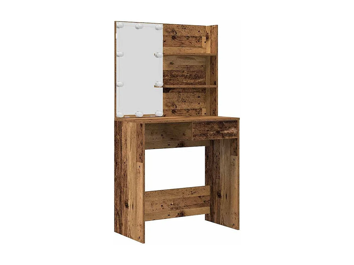 Ensemble de coiffeuse avec LED vieux bois bois d'ingénierie
