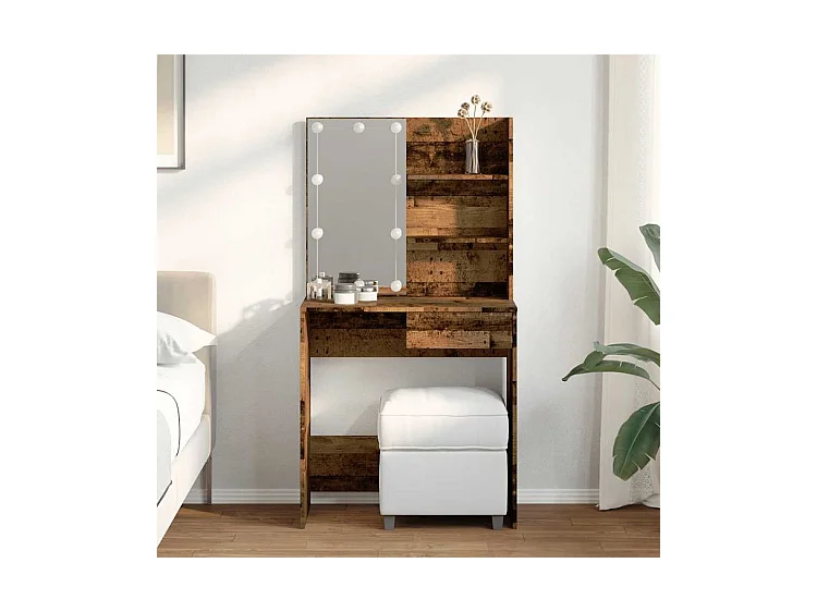 Coiffeuse avec LED vieux bois 74,5x40x141