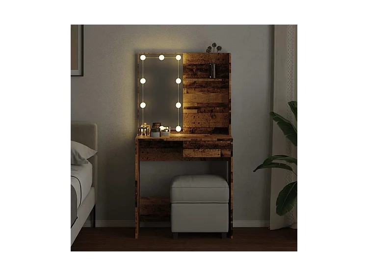 Coiffeuse avec LED vieux bois 74,5x40x141