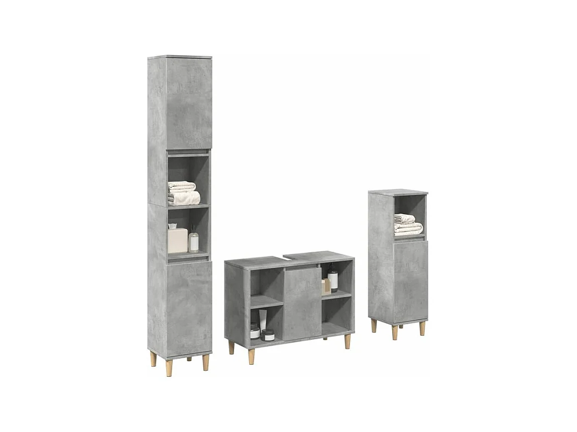 Ensemble de meubles de salle de bain 3 pcs gris béton