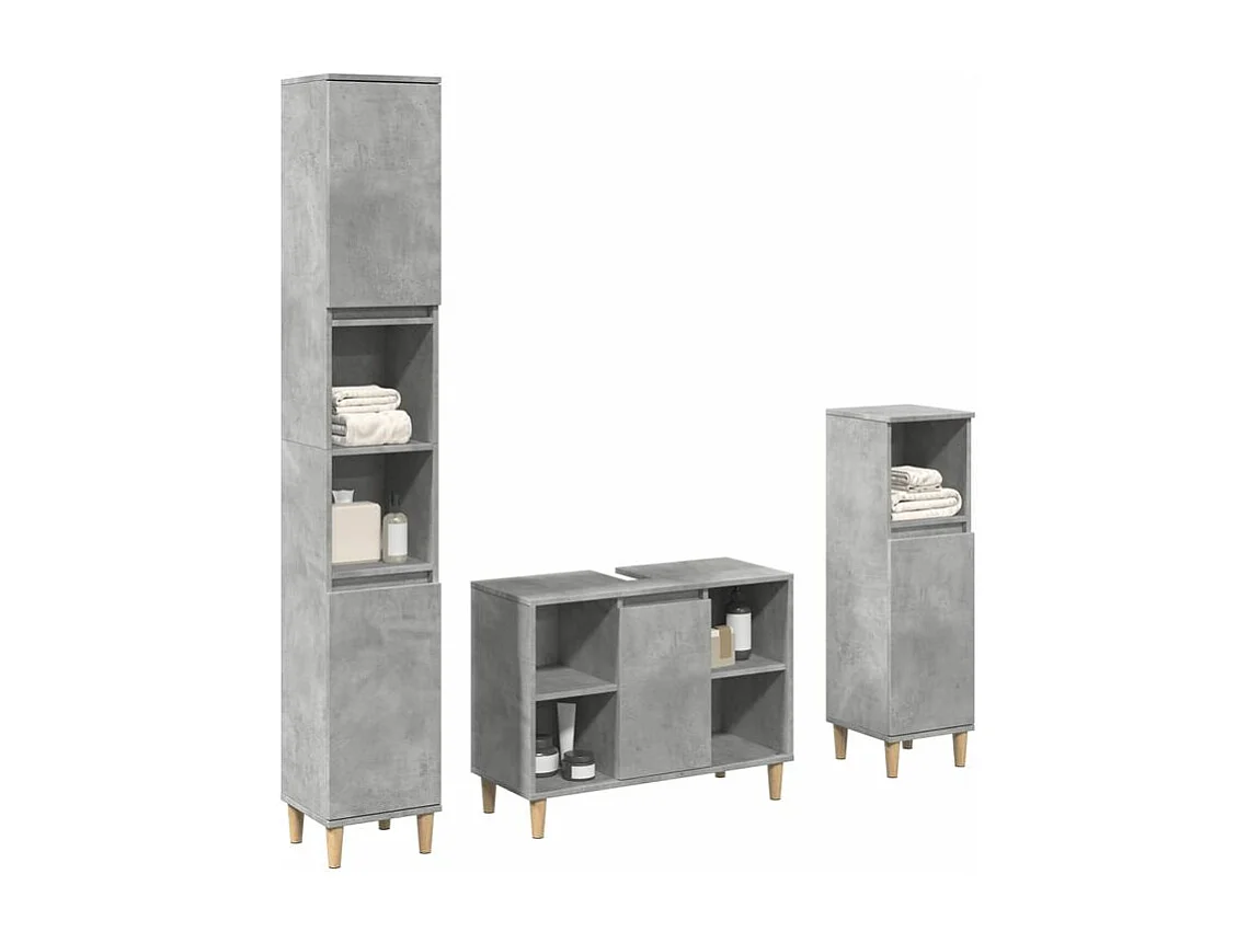 Ensemble de meubles de salle de bain 3 pcs gris béton