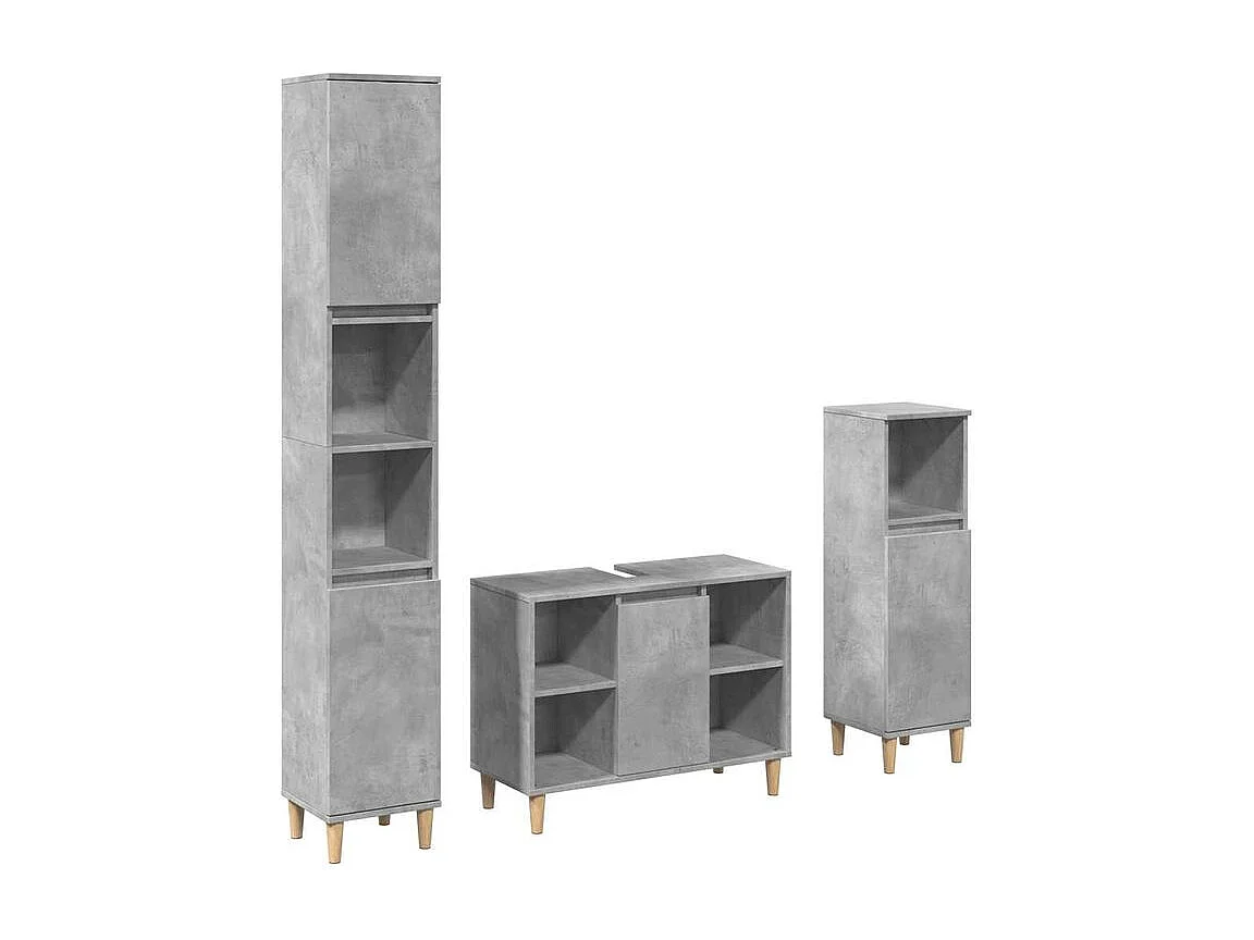 Ensemble de meubles de salle de bain 3 pcs gris béton