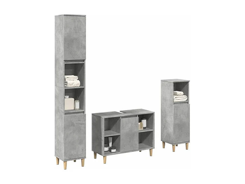 Ensemble de meubles de salle de bain 3 pcs gris béton