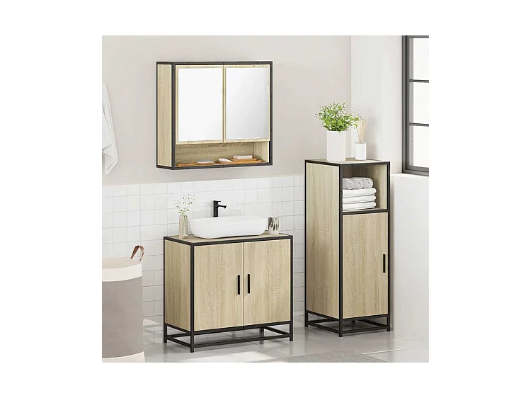 Ensemble de meubles de salle de bain 3 pcs chêne sonoma