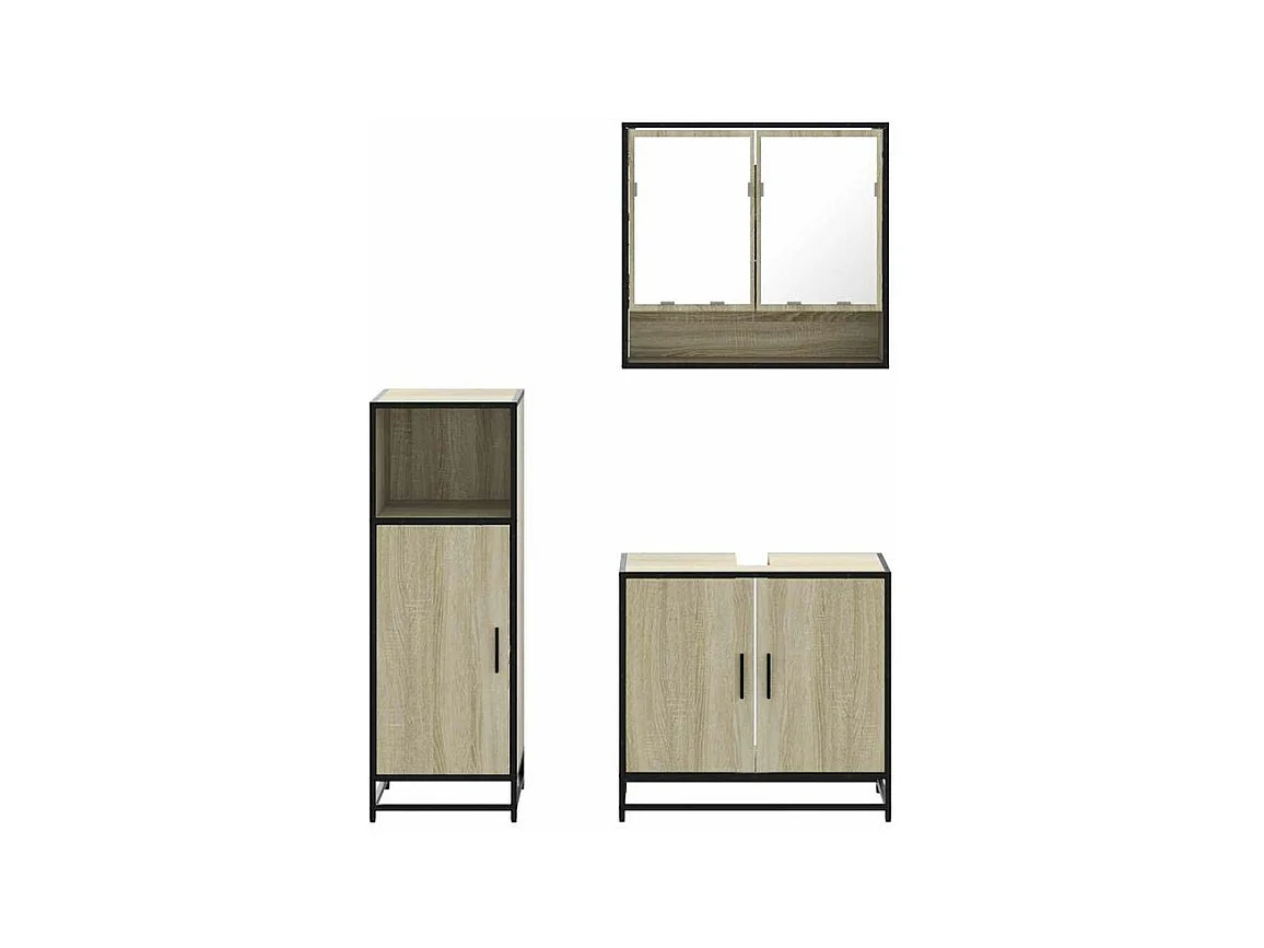 Ensemble de meubles de salle de bain 3 pcs chêne sonoma