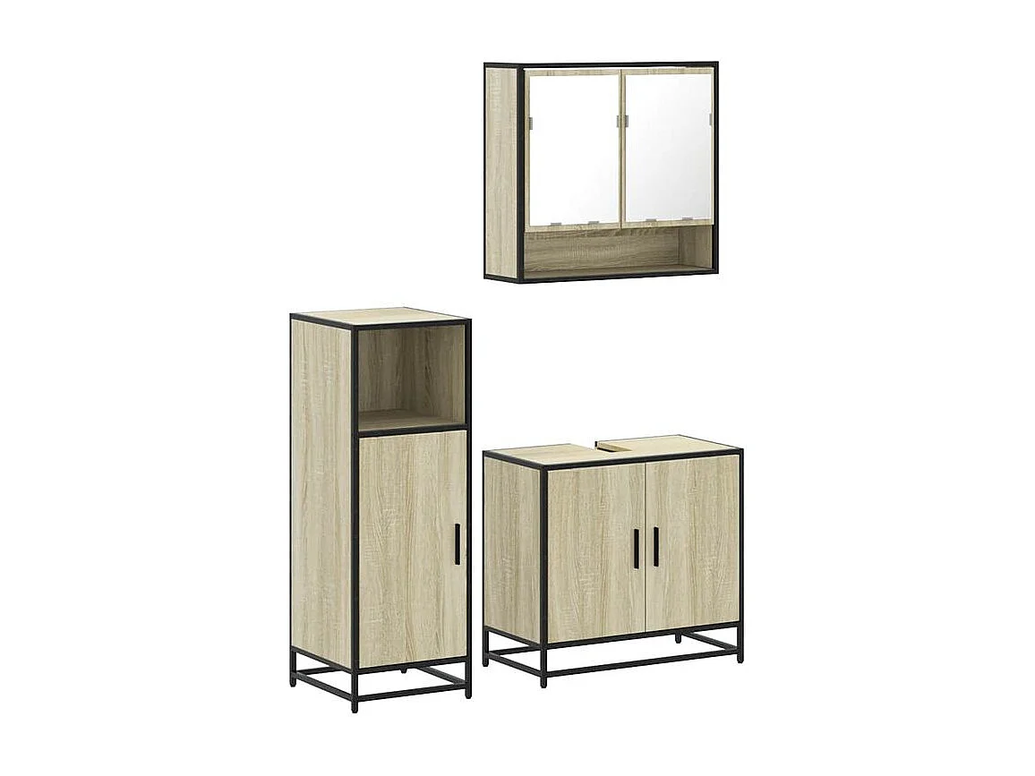 Ensemble de meubles de salle de bain 3 pcs chêne sonoma