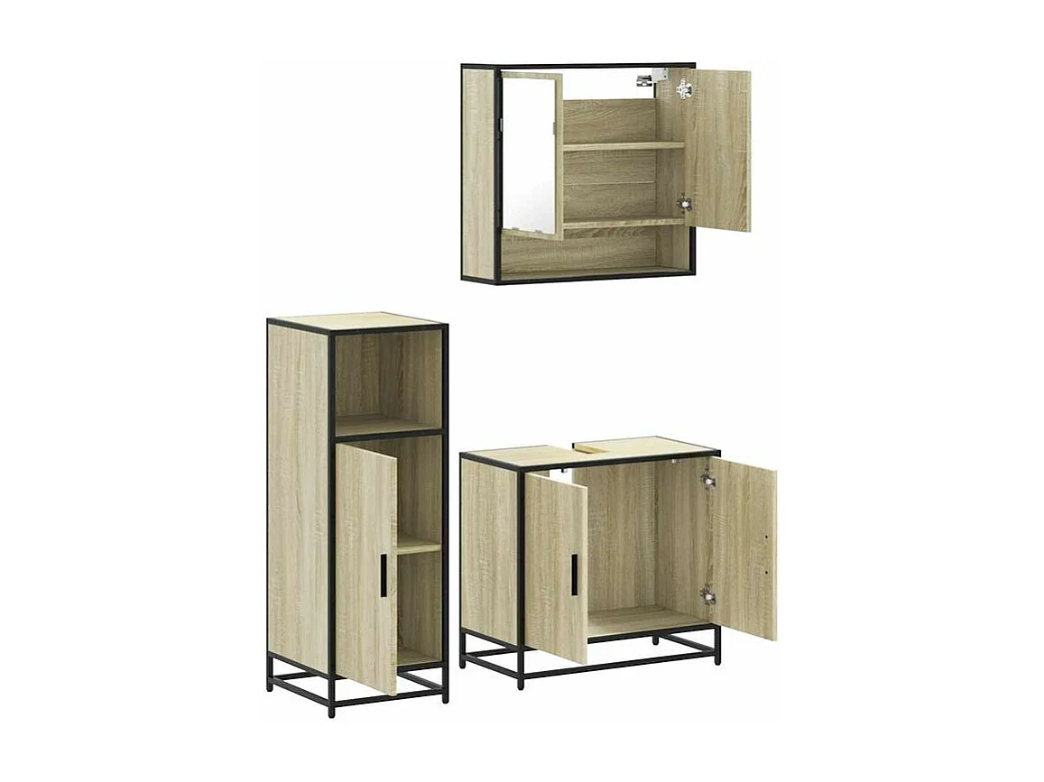 Ensemble de meubles de salle de bain 3 pcs chêne sonoma