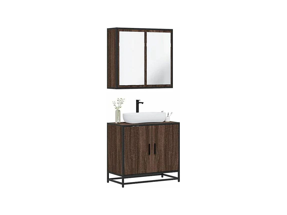 Ensemble de meubles de salle de bain 2 pcs Chêne marron