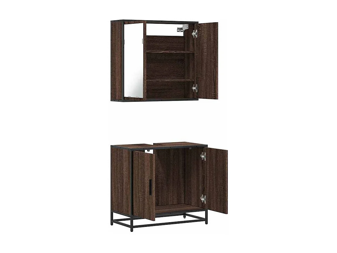 Ensemble de meubles de salle de bain 2 pcs Chêne marron