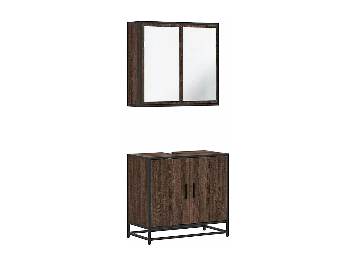 Ensemble de meubles de salle de bain 2 pcs Chêne marron