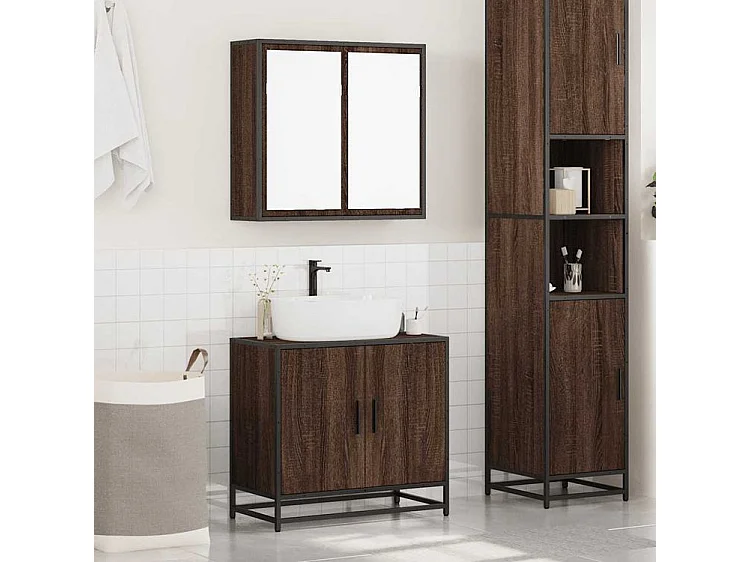 Ensemble de meubles de salle de bain 2 pcs Chêne marron