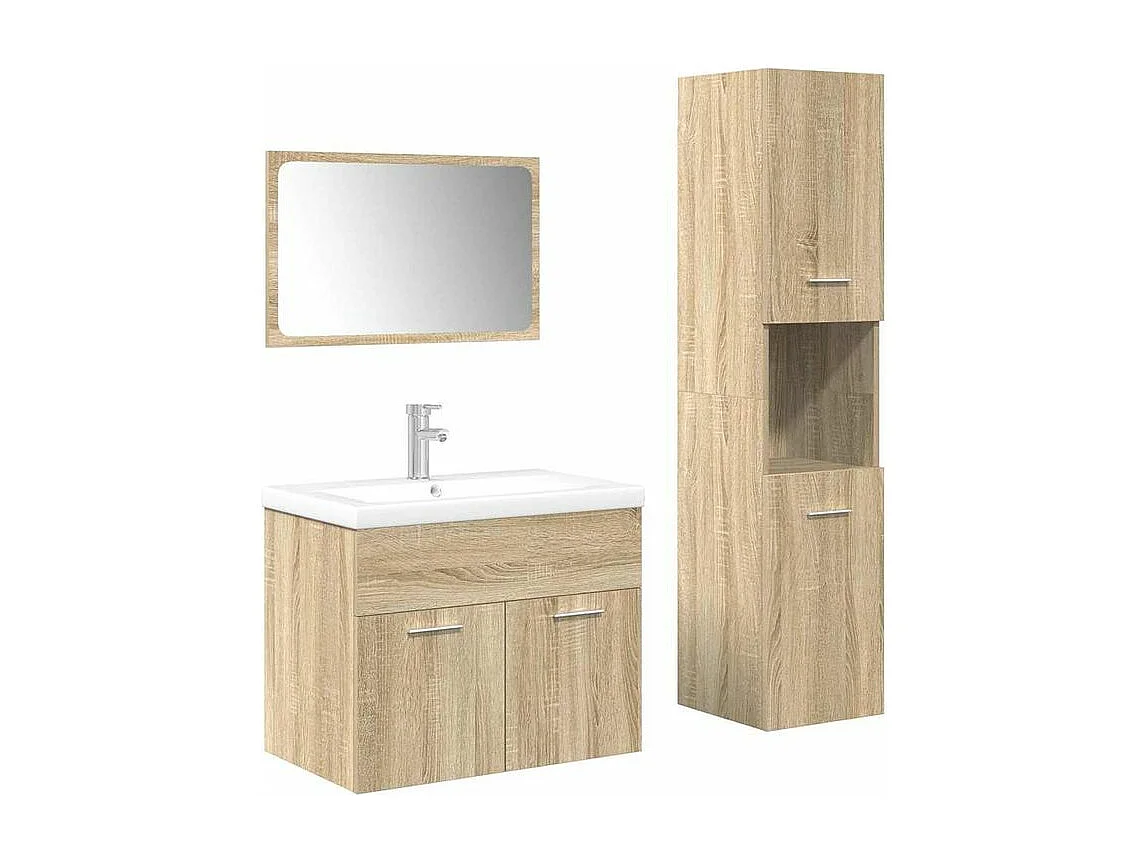 Ensemble de meubles de salle de bain 4 pcs chêne sonoma