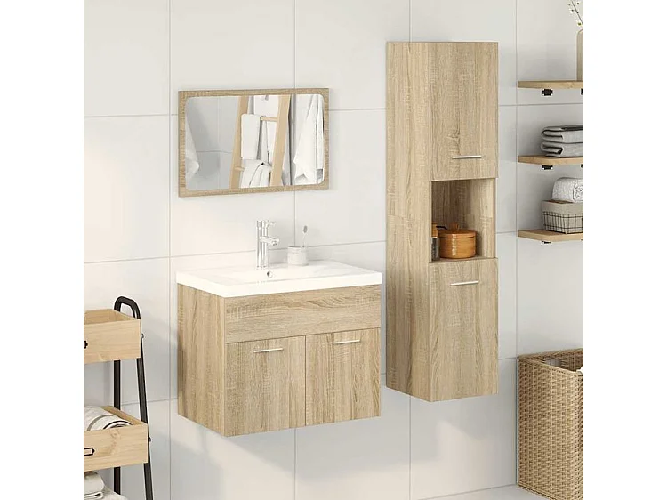 Ensemble de meubles de salle de bain 4 pcs chêne sonoma