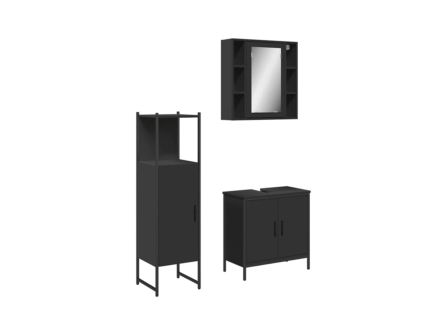 Ensemble d'armoires salle de bain 3 pcs noir bois d'ingénierie