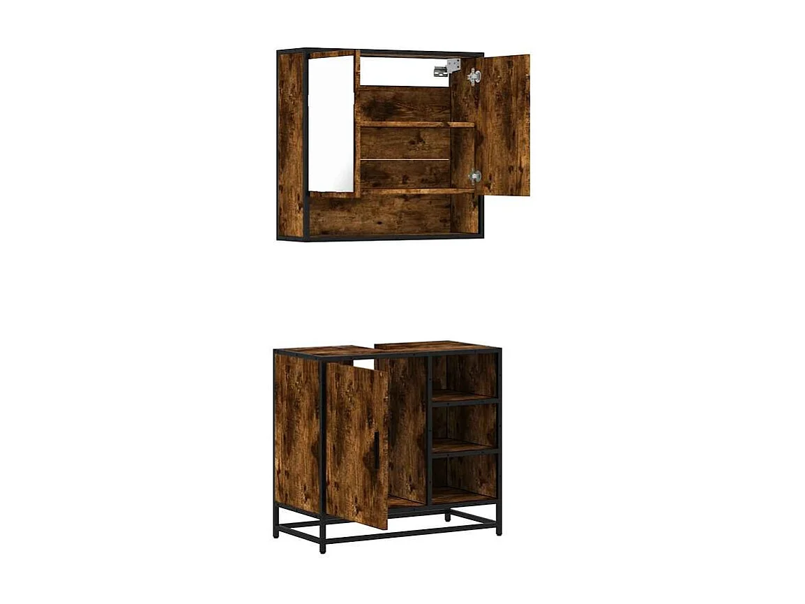 Ensemble de meubles de salle de bain 2 pcs Chêne fumé