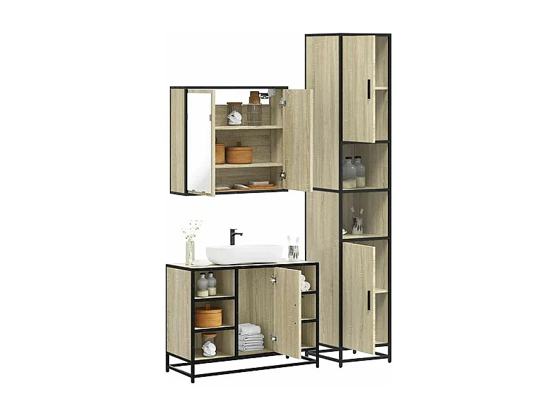 Ensemble de meubles de salle de bain 3 pcs chêne sonoma