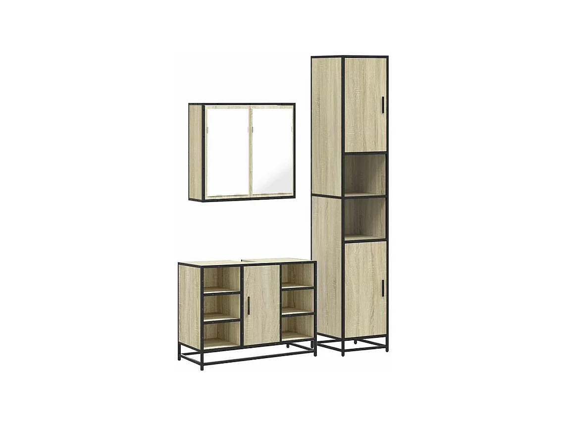 Ensemble de meubles de salle de bain 3 pcs chêne sonoma