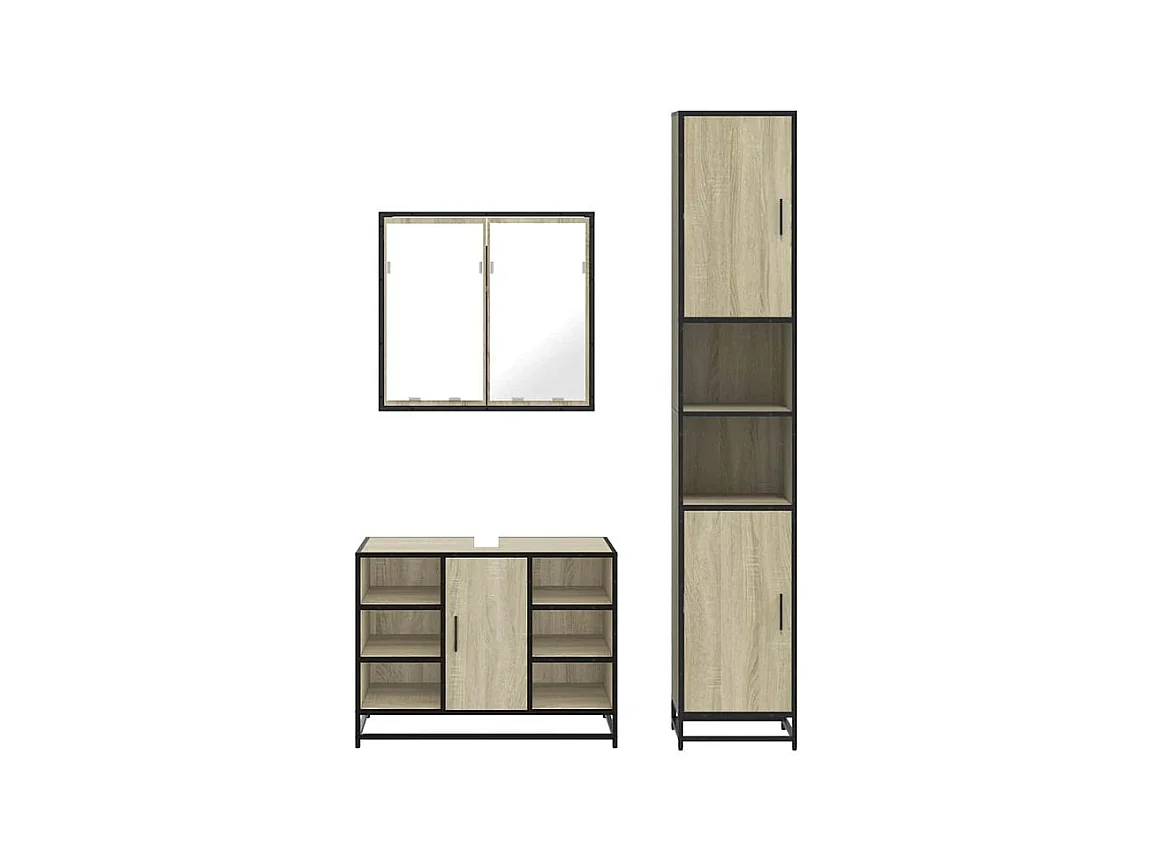 Ensemble de meubles de salle de bain 3 pcs chêne sonoma