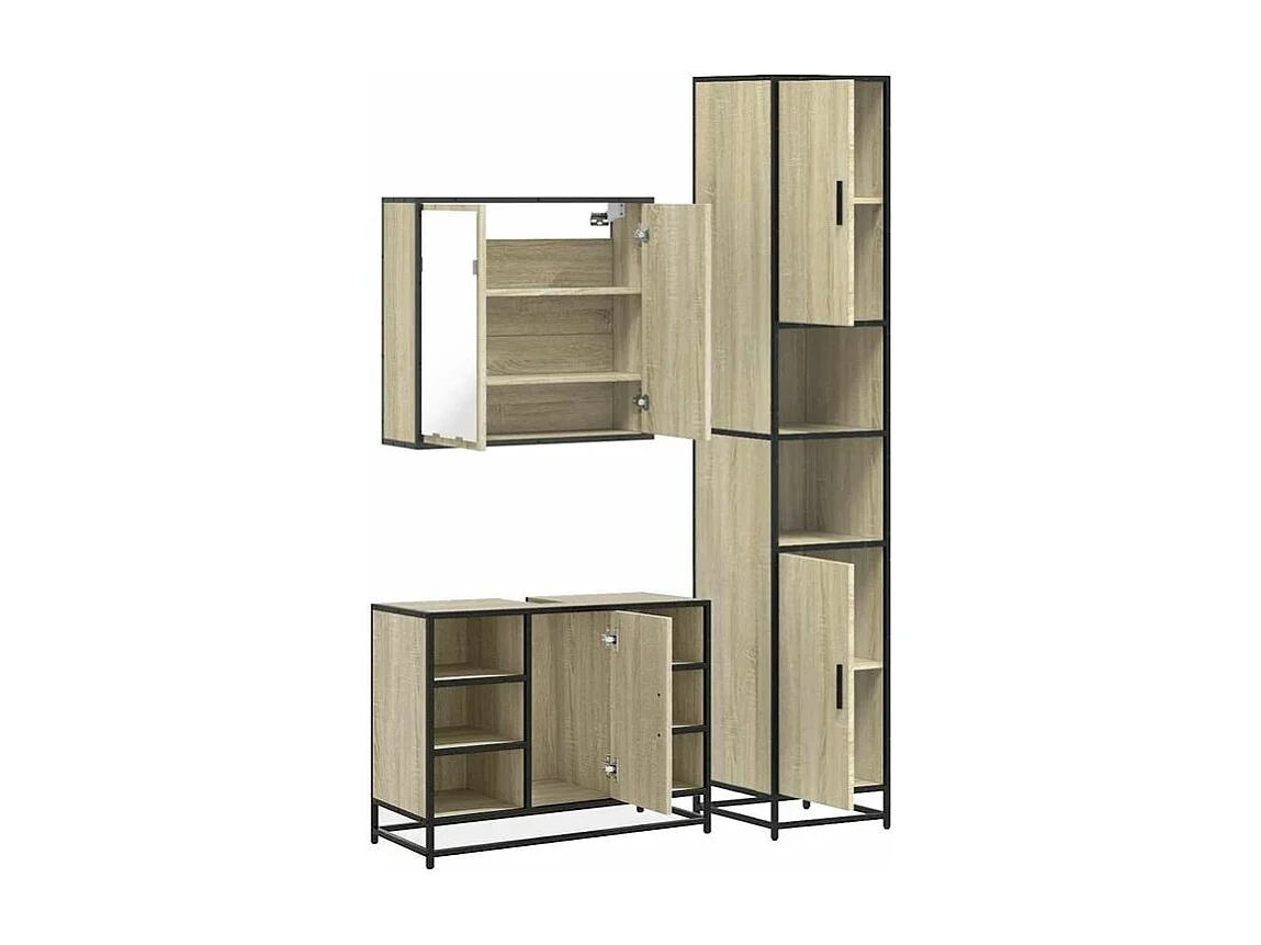 Ensemble de meubles de salle de bain 3 pcs chêne sonoma