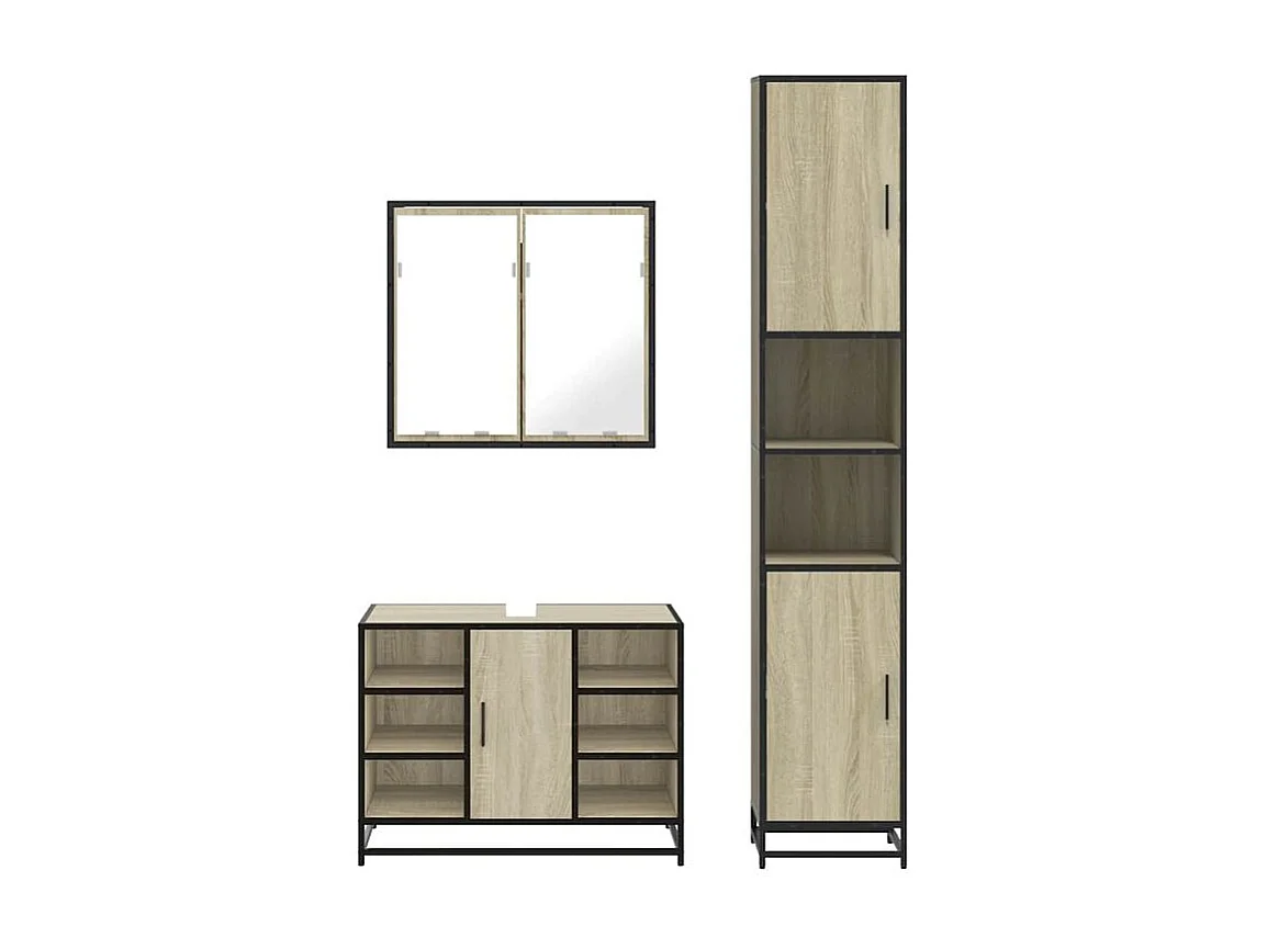 Ensemble de meubles de salle de bain 3 pcs chêne sonoma