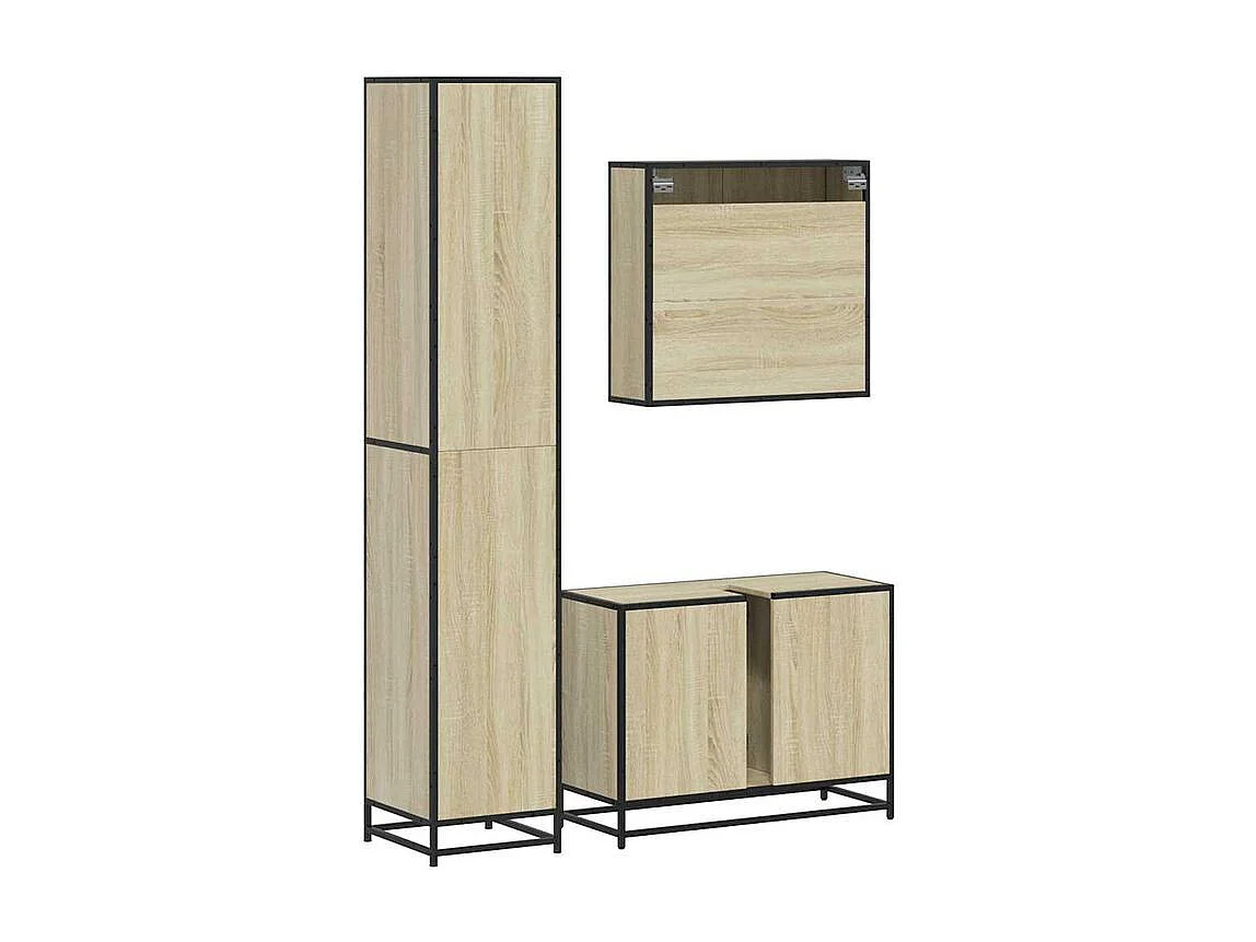 Ensemble de meubles de salle de bain 3 pcs chêne sonoma