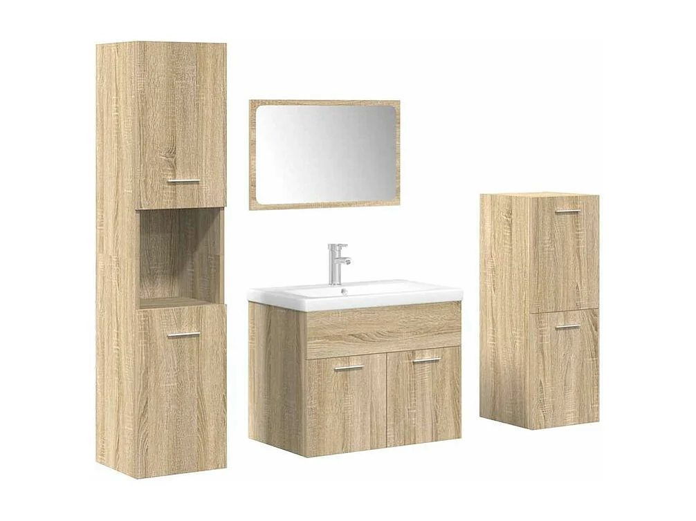 Ensemble de meubles de salle de bain 5 pcs chêne sonoma