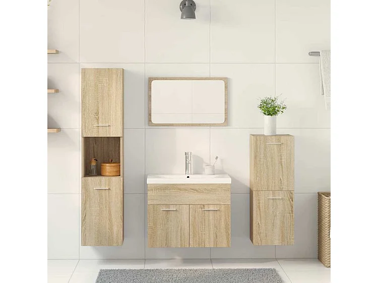 Ensemble de meubles de salle de bain 5 pcs chêne sonoma